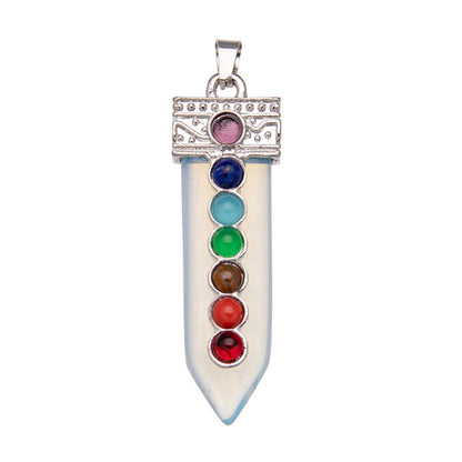 Colgante de cristal colorido con forma de espada y siete venas 