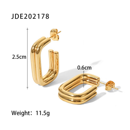 Double-layer thick U-shaped open earrings