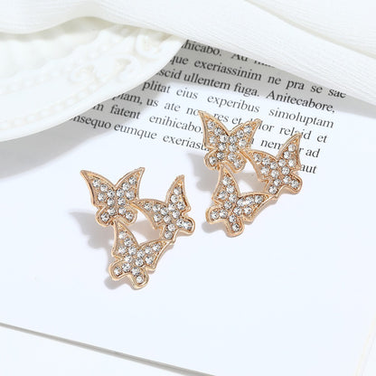 Diamond Sweet Butterfly Stud Earrings