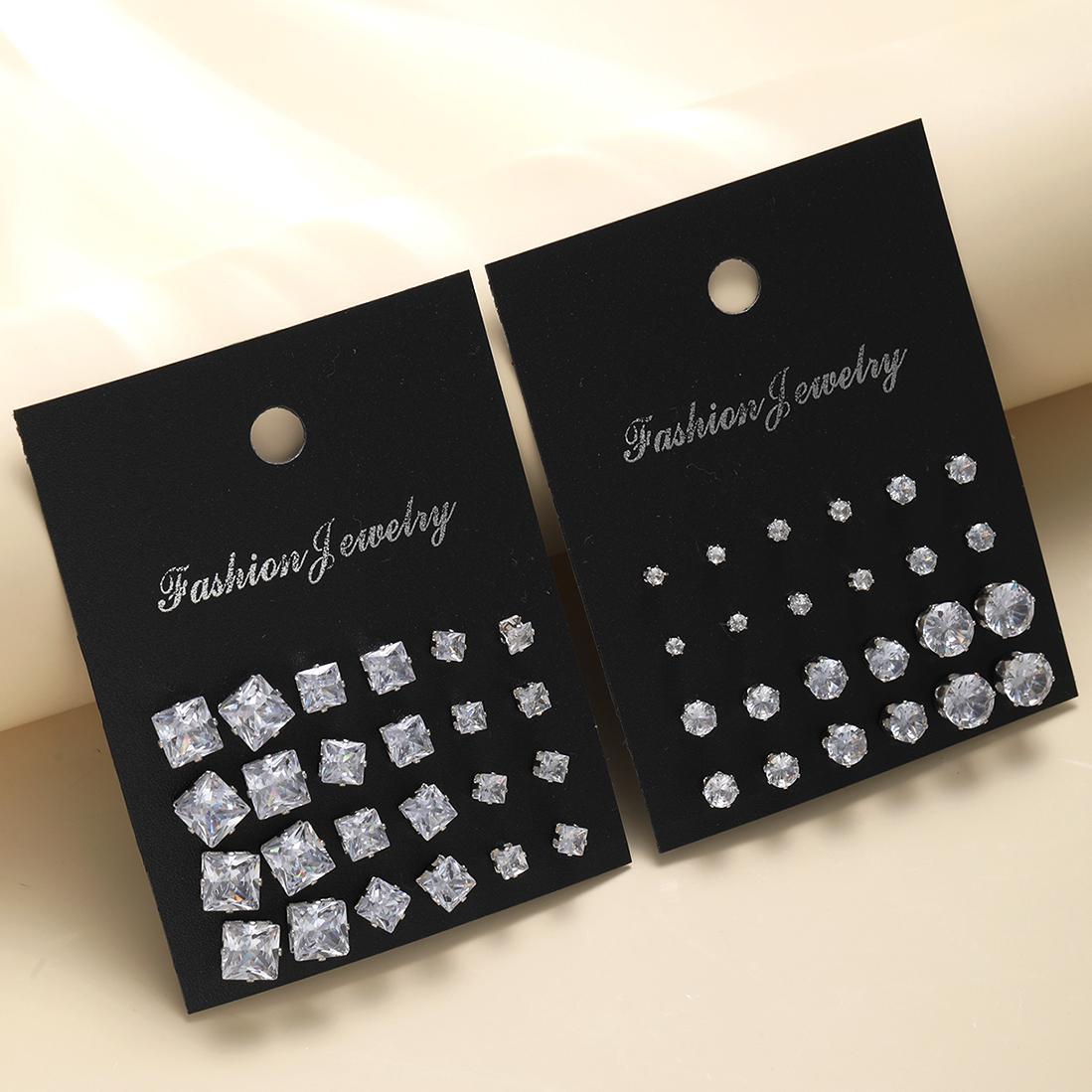 12 Pairs Zircon Earring Set