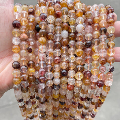 Perlas sueltas de cristal con forma de flor de pegamento rojo 