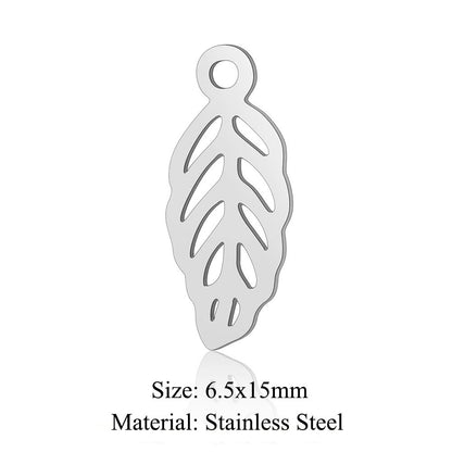 Colgante de acero de titanio con forma de flor y hoja, 5 unidades por bolsa 