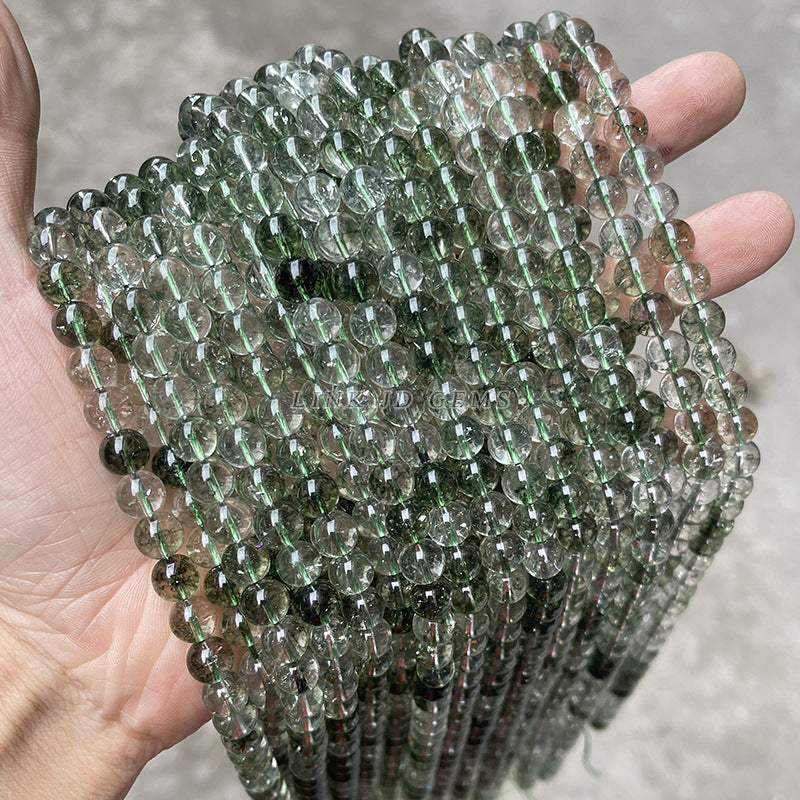 Perlas sueltas redondas de cristal sintético fantasma verde K9 