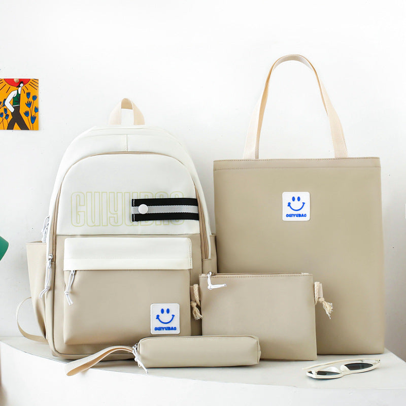 College student backpack large capacity 4 piece backpack