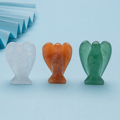 Cristal 1,5 polegadas anjo escultura pedra de quartzo diy decoração para casa pingente 