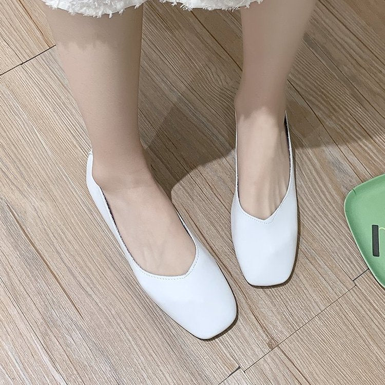 Square head flat sole small single shoes