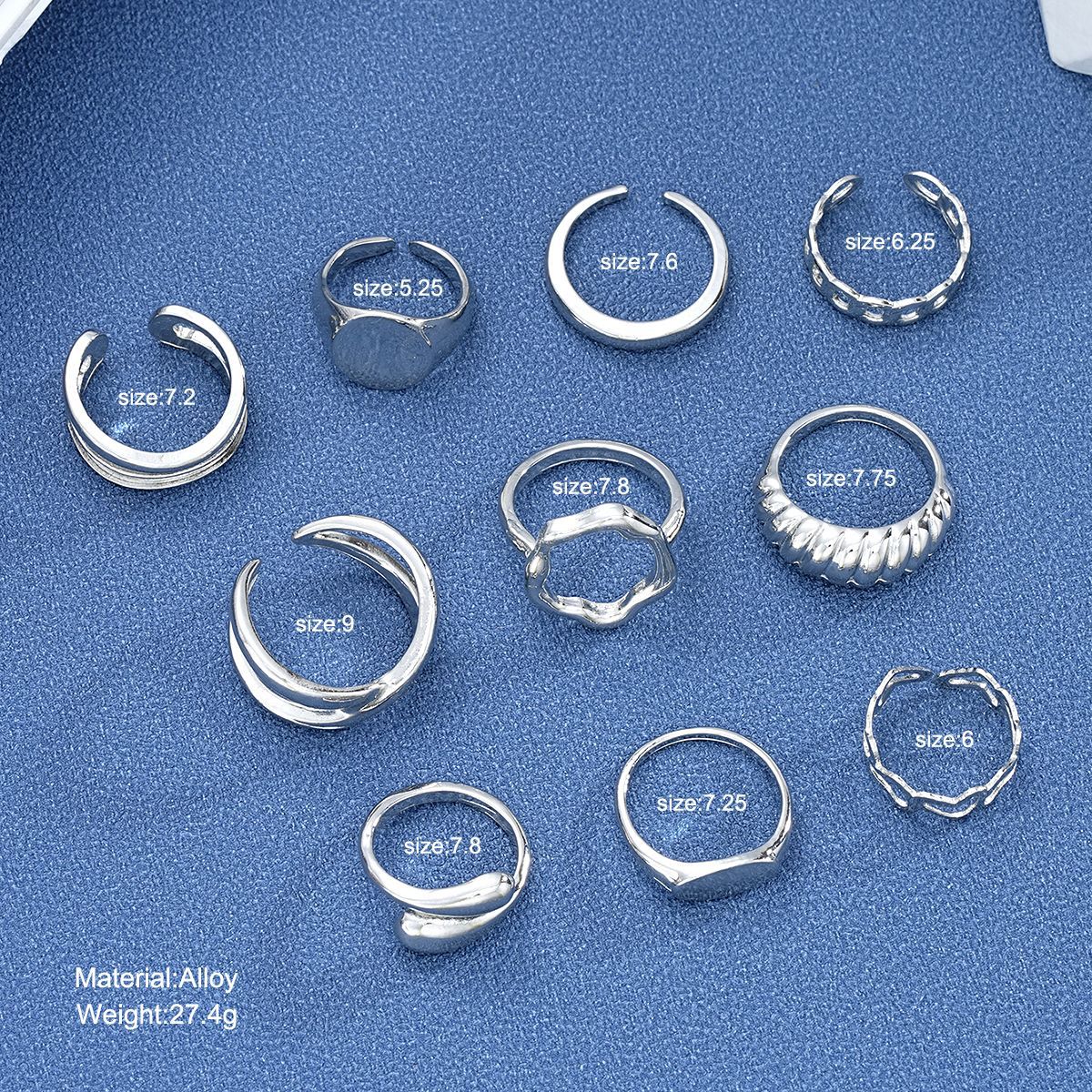 Love Thread Alloy Ring 10-Piece Set