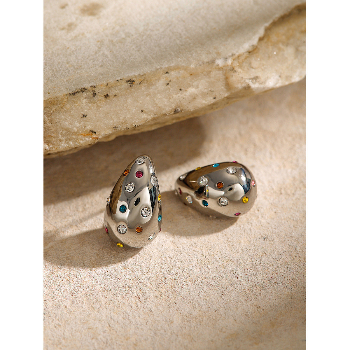 Colorful rhinestone teardrop earrings