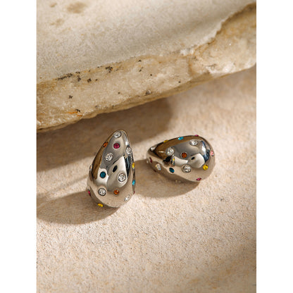 Colorful rhinestone teardrop earrings