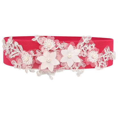Embroidered ladies waist elastic belt