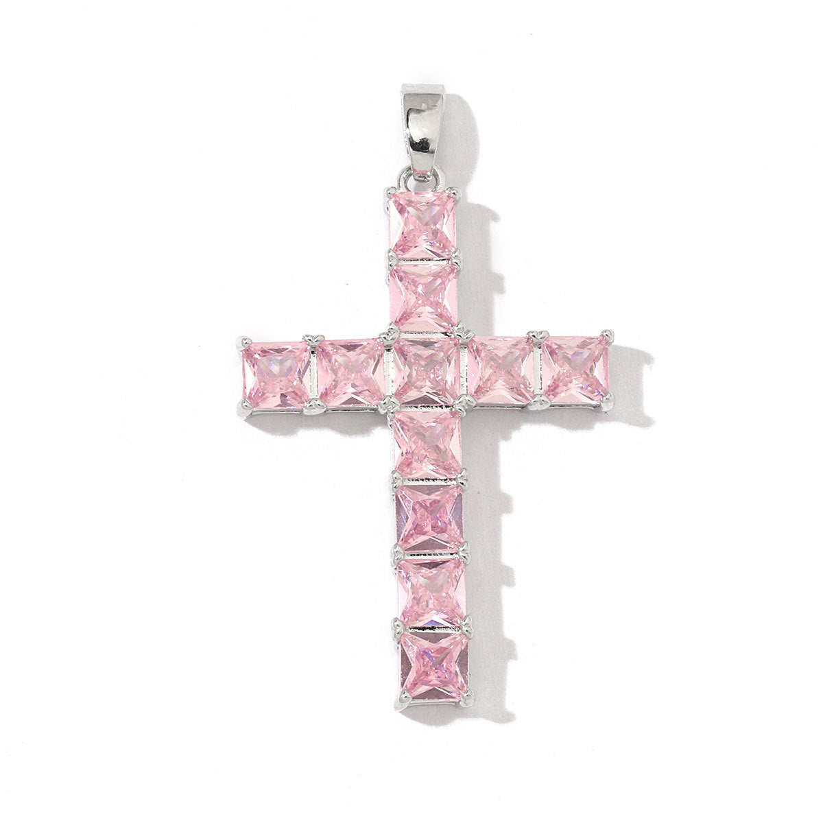 Square zircon cross necklace pendant.