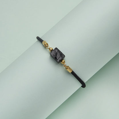 Pulseira ajustável turmalina preta quadrada 