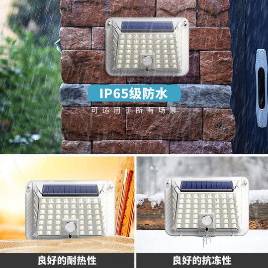 Lámpara solar de pared con sensor de movimiento de tres lados 