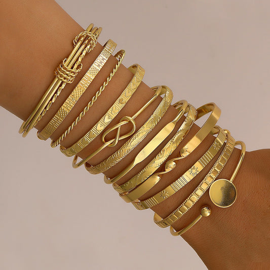 Retro Metal Rhombus Bracelet Set