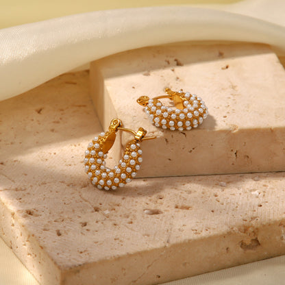 French Freshwater Pearl Hoop Earrings