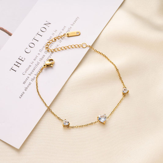 Stainless Steel Zircon Triangle Bracelet