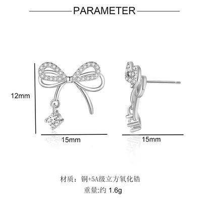 Copper inlaid 5A zircon butterfly dream stud earrings