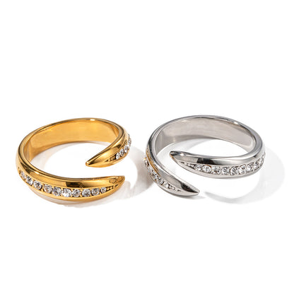 Anillo abierto de diamantes blancos 