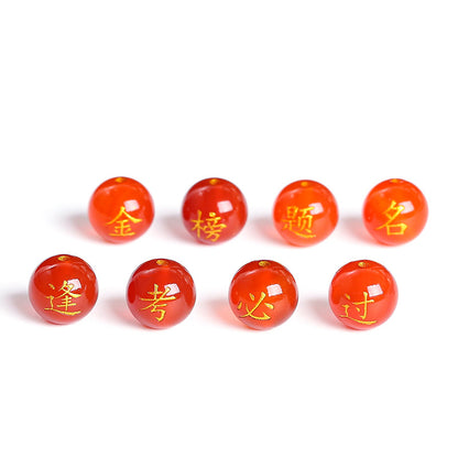 Agate bronzing double-sided word round beads