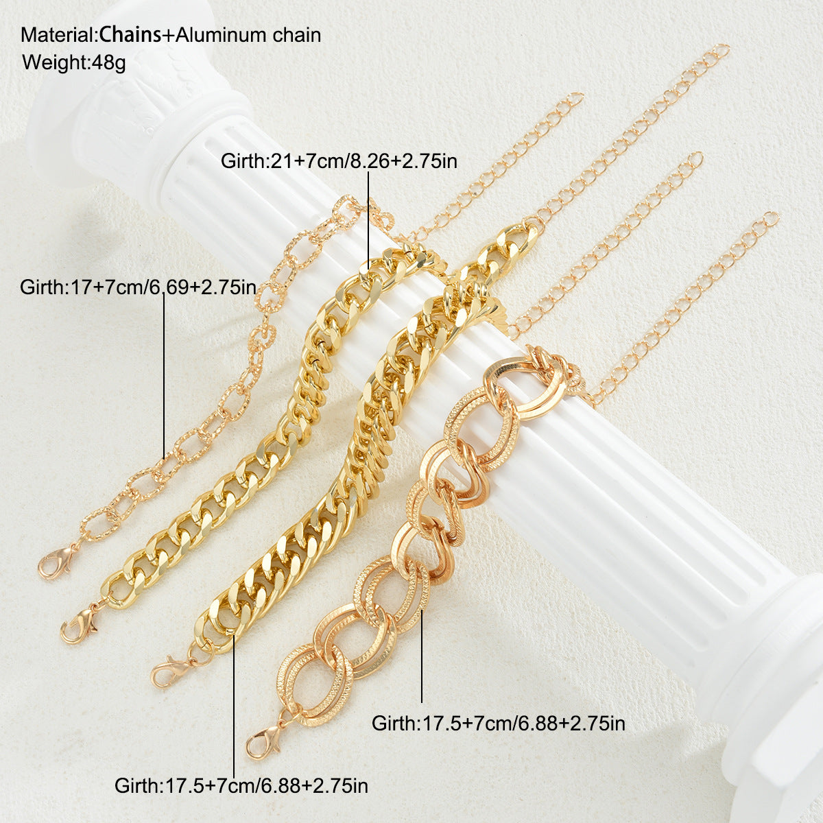 Exaggerated Metal Chain Bracelet Set