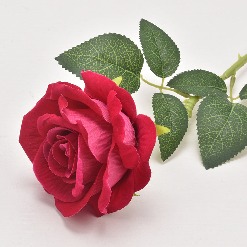 Simulation velvet rose single