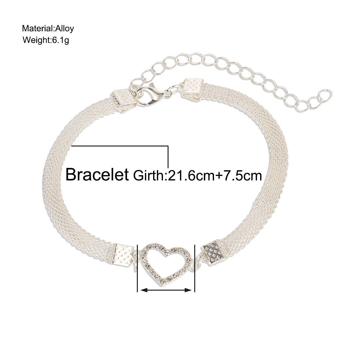 Cross-border new European and American fashion high-end butterfly peach heart bracelet fashion niche temperament silver point diamond bracelet