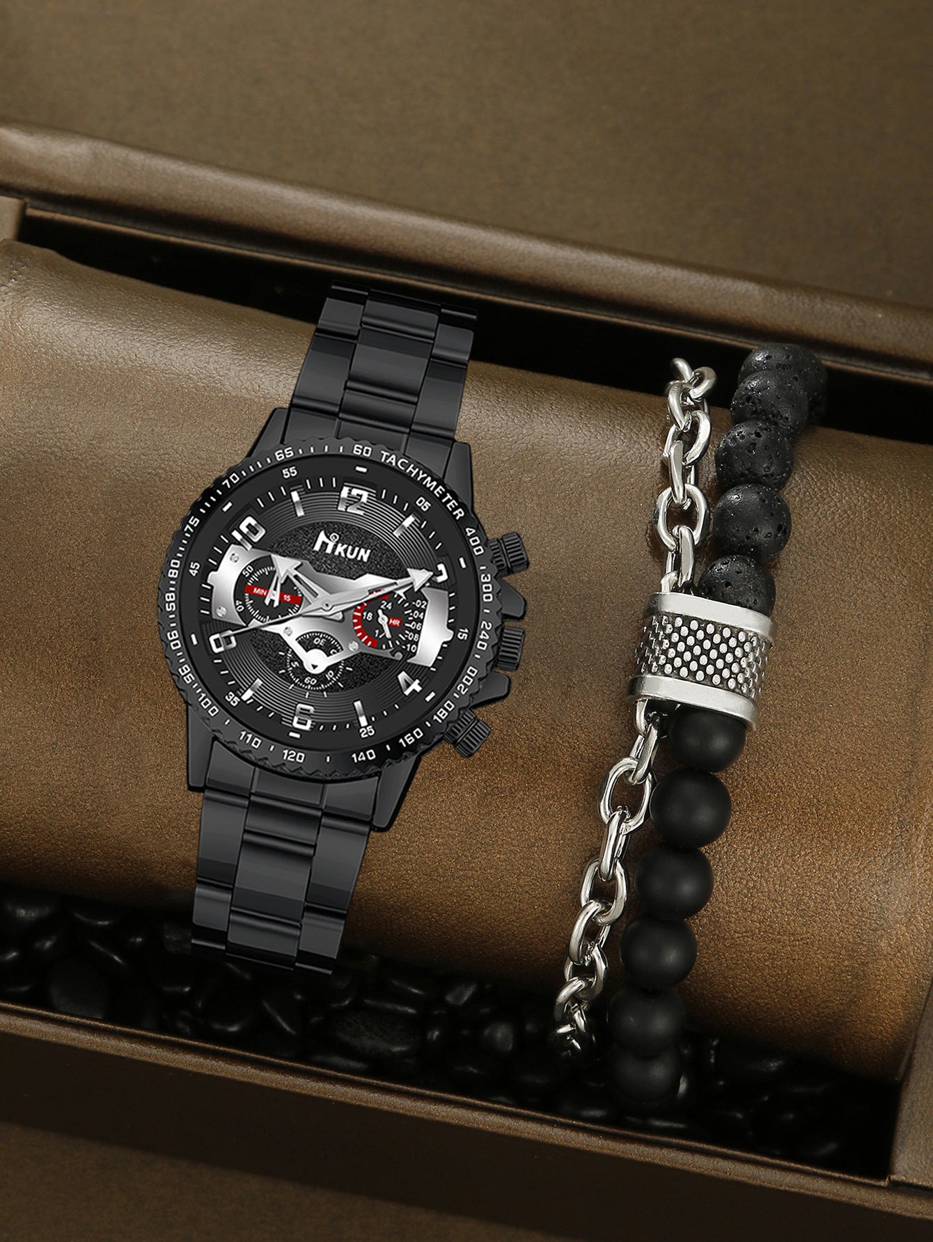 Men's Watch Punk Woven Bracelet Set
