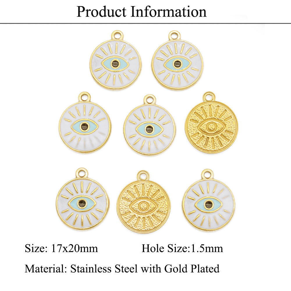 3 pcs/titanium steel eye pendant gold