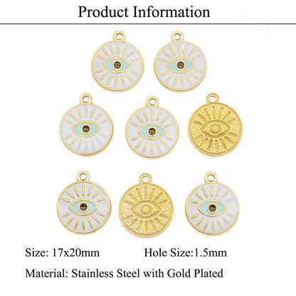 3 pcs/titanium steel eye pendant gold