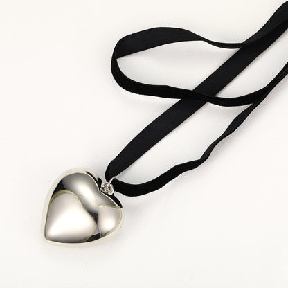 Collar de corazón de terciopelo de doble capa 