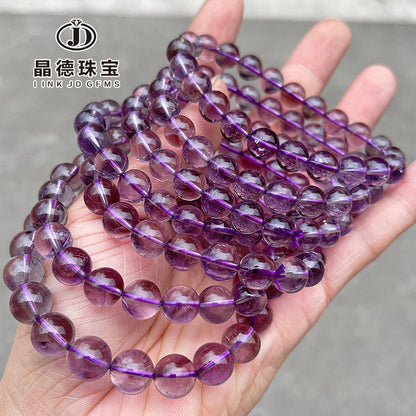 Brazilian Natural Ice Transparent Amethyst Single Ring Bracelet