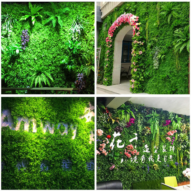 Decoración de pared de planta verde de simulación. 