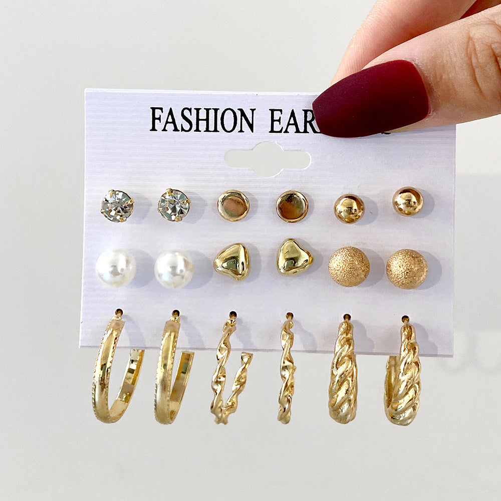 9-Pair Imitation Pearl Earring Set
