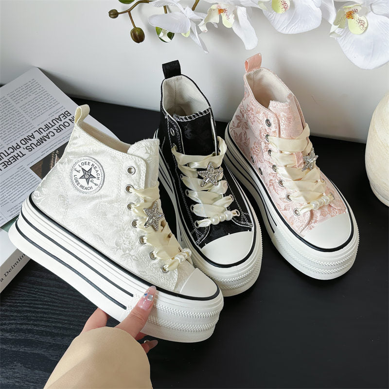 Chinese style thick-soled casual height-increasing sneakers
