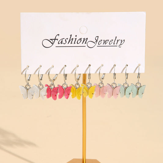 Colorful butterfly earrings set 5 pieces creative