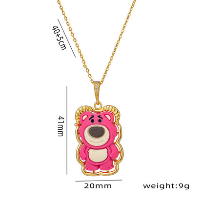 Pingentes de animais fofos de desenho animado: urso, coala, aço titânio 