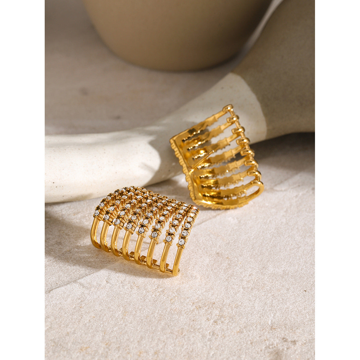 Diamond titanium steel earrings