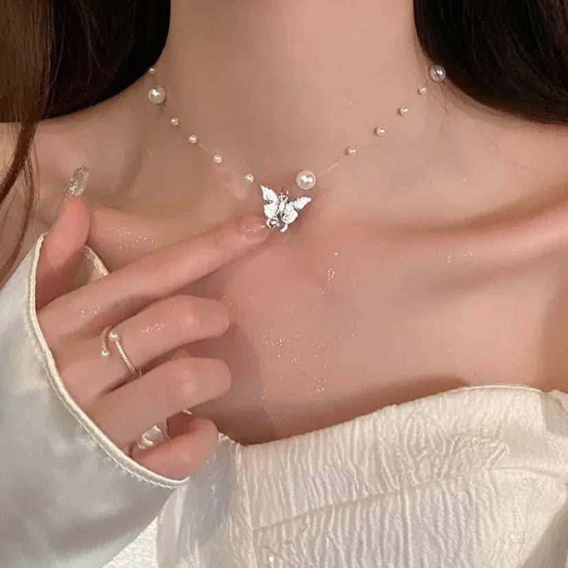 Imitation Pearl Collarbone Chain
