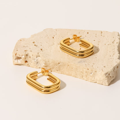 Double-layer thick U-shaped open earrings