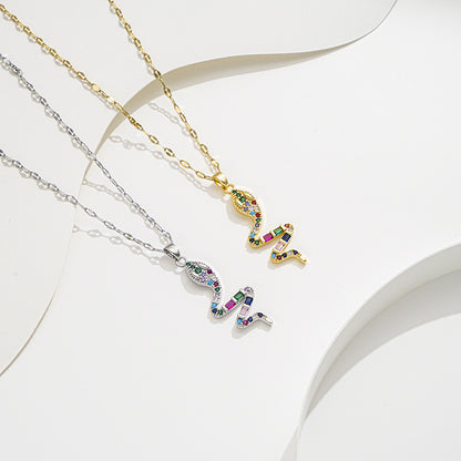 Collar de serpiente animal de moda con colgante de corazón de circón al por mayor 