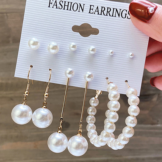 6-Pair Pearl Fringe Earring Set