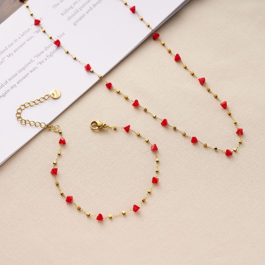 Red Zircon Irregular Necklace
