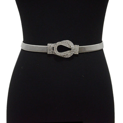 Double ring buckle elastic metal waist chain