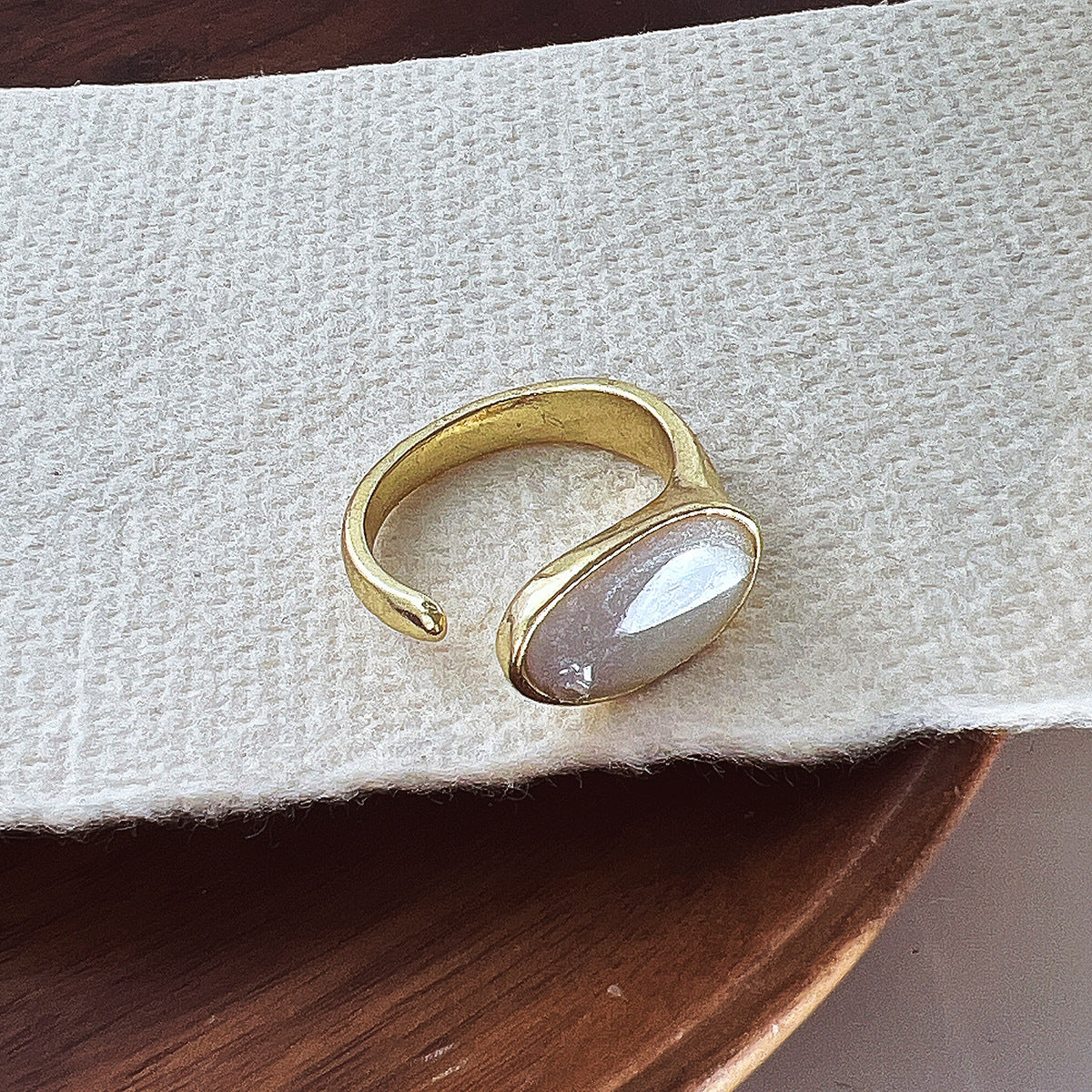 Adjustable Emerald Open Ring