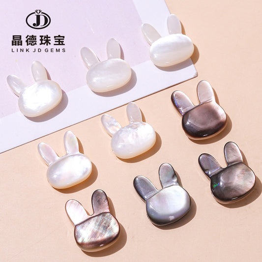 Accesorios para cabeza de conejo con concha de mariposa blanca natural de 10/12 mm 