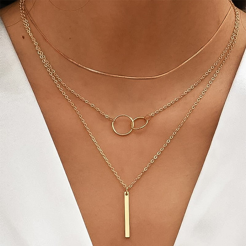 Layered Bar Pendant Necklace