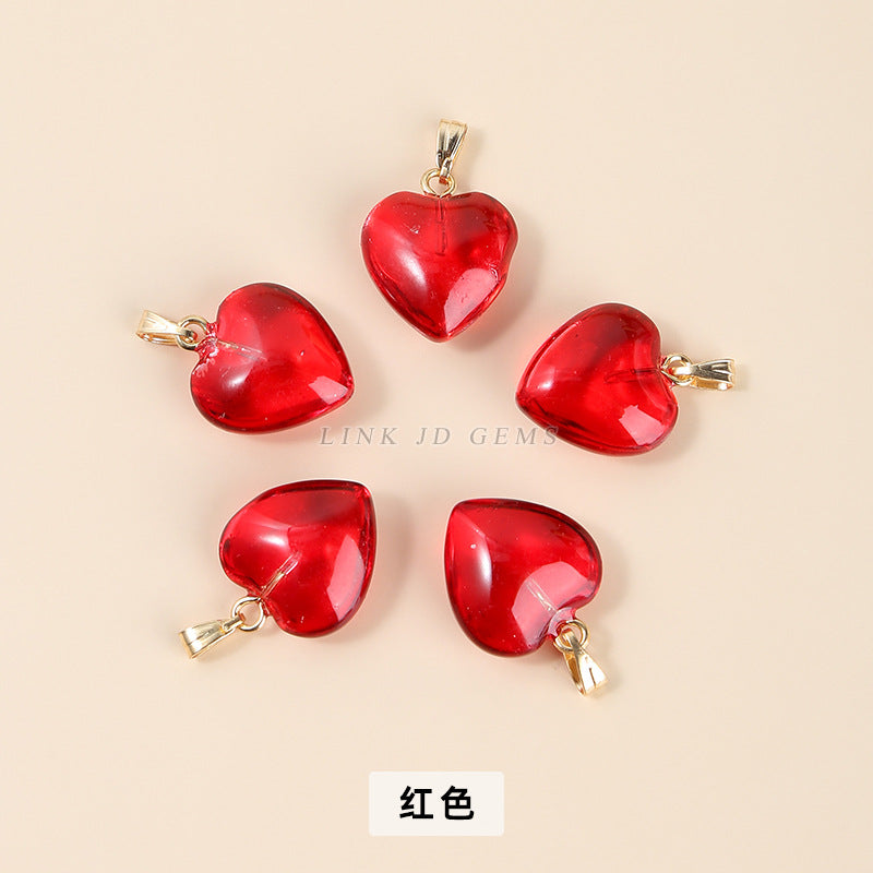 16Mm magic color glazed love-shaped glass pendant