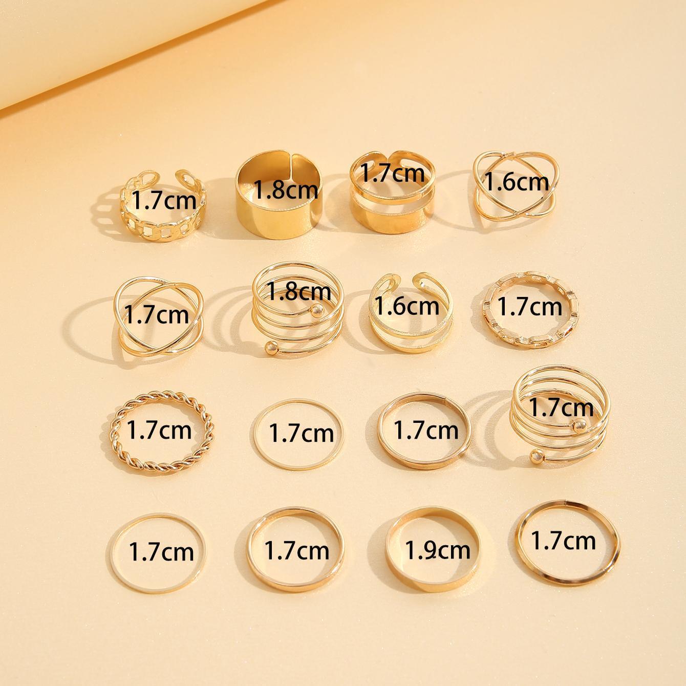 16Pcs Chain Ring Set