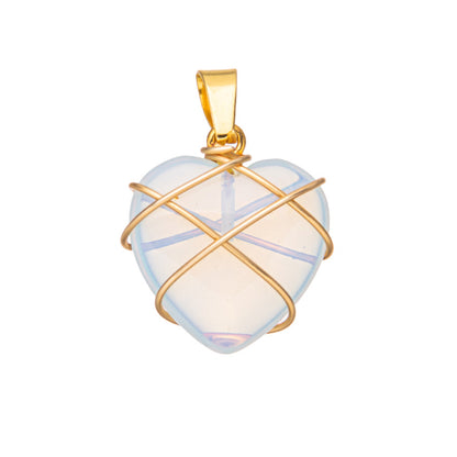 Crystal Agate Gemstone Silk Heart Pendant