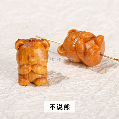Barbie sandalwood pet bear wooden pendant